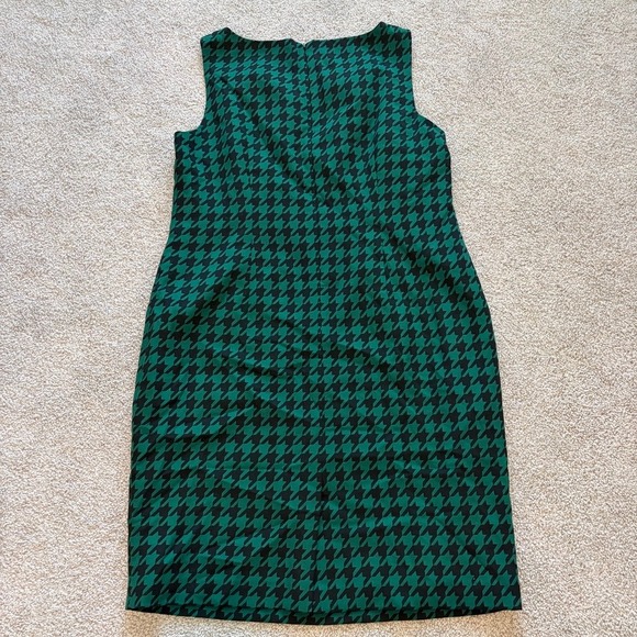 Nipon Boutique Dress Womens 18 Green Houndstooth Sheath Pencil Career Business - Picture 7 of 11